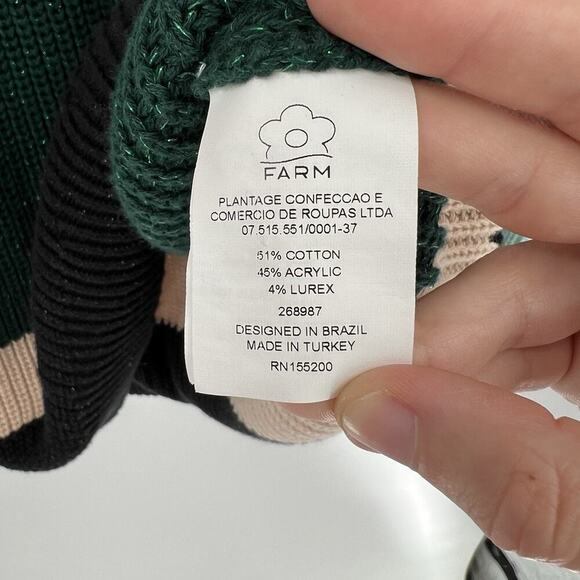 Farm Rio de Janeiro Rainbow Turtleneck Striped Knit‎ Sweater Dress Size XS - Picture 10 of 10